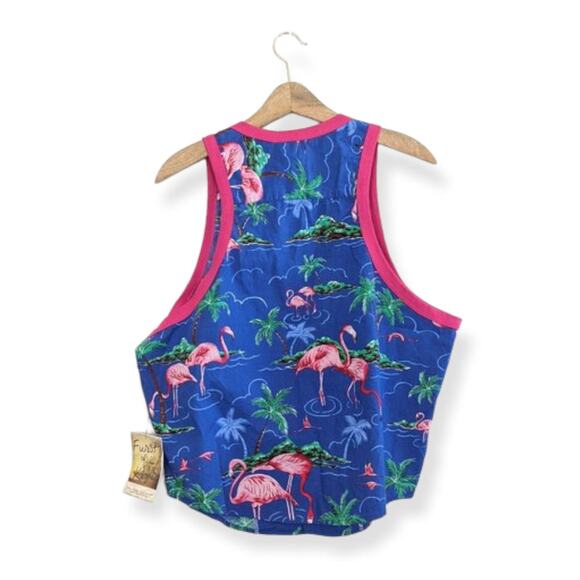 LF Furst of a Kind Flamingo Button Down Tank Top - Picture 2 of 6